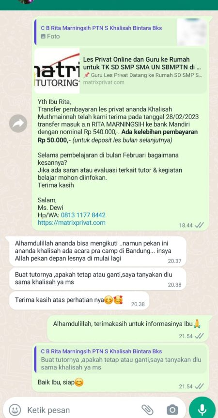 Rita Marningsih, Siswa Khalisah Muthmainnah, PTN
